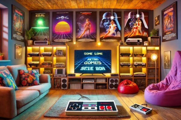 Best Retro Gaming Geek Room Background Wallpaper 1920x1080